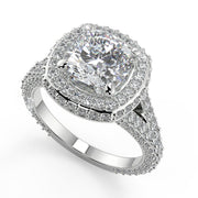 Lizeth 3 Row Pave Cushion Cut Diamond Engagement Ring - Nivetta